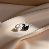 Black Swan Pearl Ring - Swarovski-Inspired