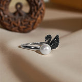 Black Swan Pearl Ring - Swarovski-Inspired